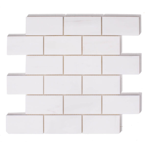 Marmur Glacier White Mozaika Brick Bone