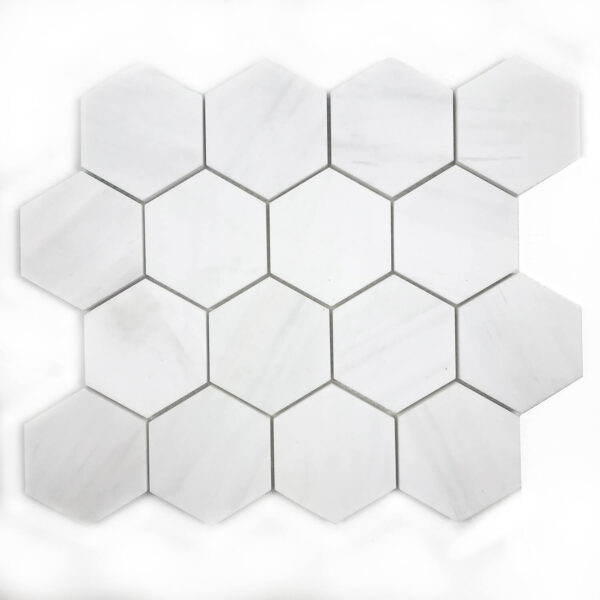 Marmur Glacier White Mozaika Hexagon M