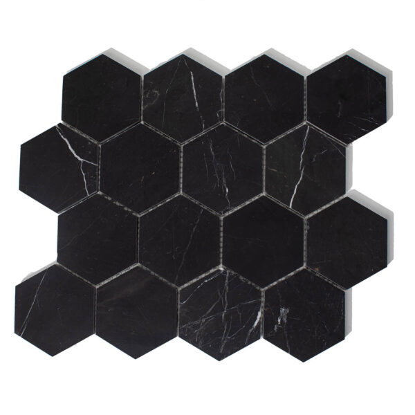 Marmur Black Silk Mozaika Hexagon M