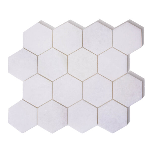 Marmur Bianco Neve Mozaika Hexagon M