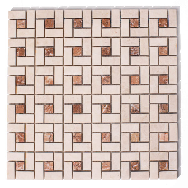 Marmur Beige Crystallino & Dry Rose Mozaika Pinwheel