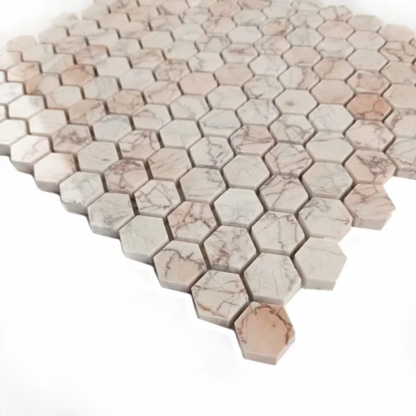 Marmur Sakura Mozaika Hexagon S