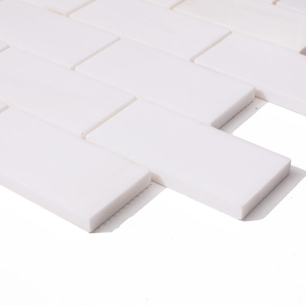 Marmur Glacier White Mozaika Brick Bone