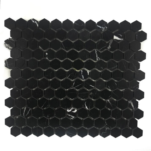 Marmur Black Silk Mozaika Hexagon S