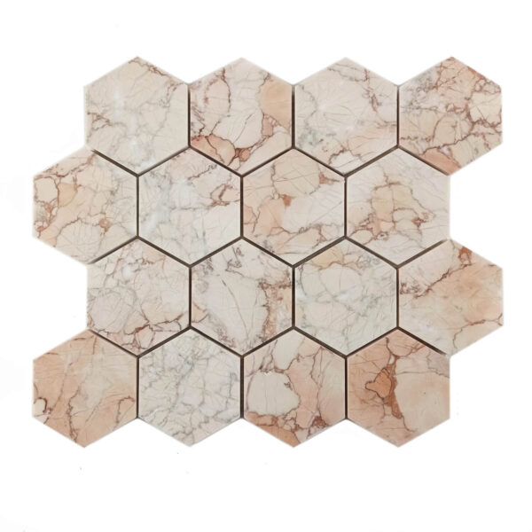 Marmur Sakura Mozaika Hexagon M