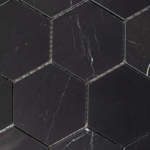 Marmur Black Silk Mozaika Hexagon M - obrazek 3