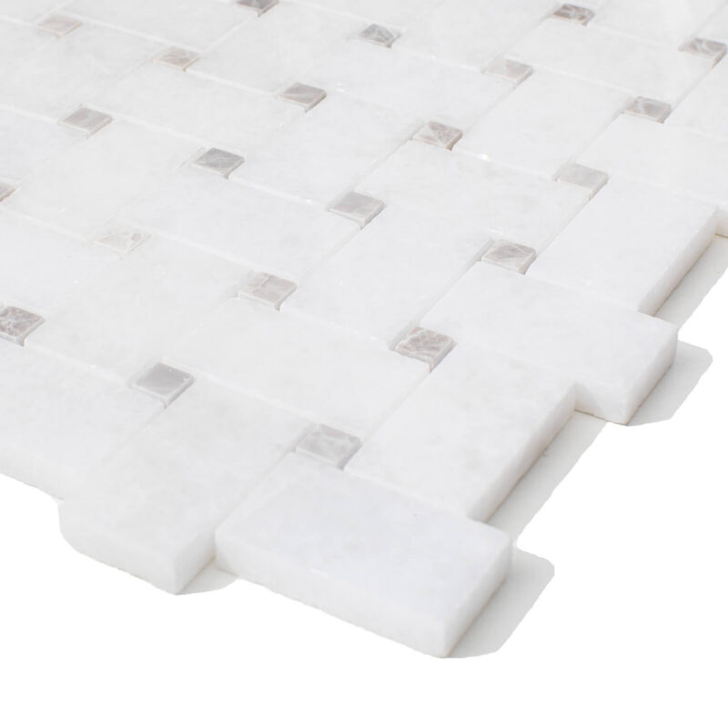 Marmur Bianco Neve & Nordic Grey Mozaika Basket L - obrazek 2