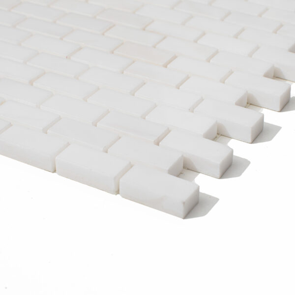 Marmur Glacier White Mozaika Brick Bone