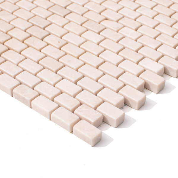 Marmur Beige Crystallino Mozaika Brick Bone – na podłogę