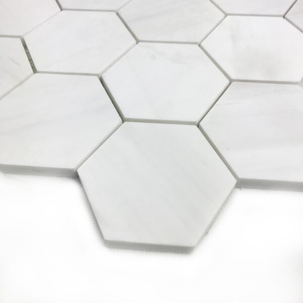 Marmur Glacier White Mozaika Hexagon M