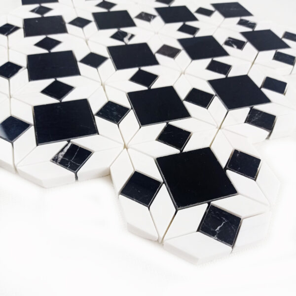 Marmur Glacier White & Black Silk Mozaika