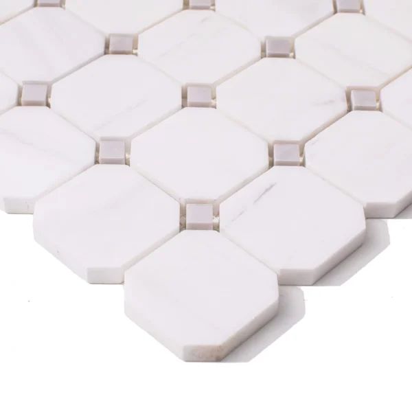 Marmur Glacier White & Ice Grey Mozaika Octagon - obrazek 2