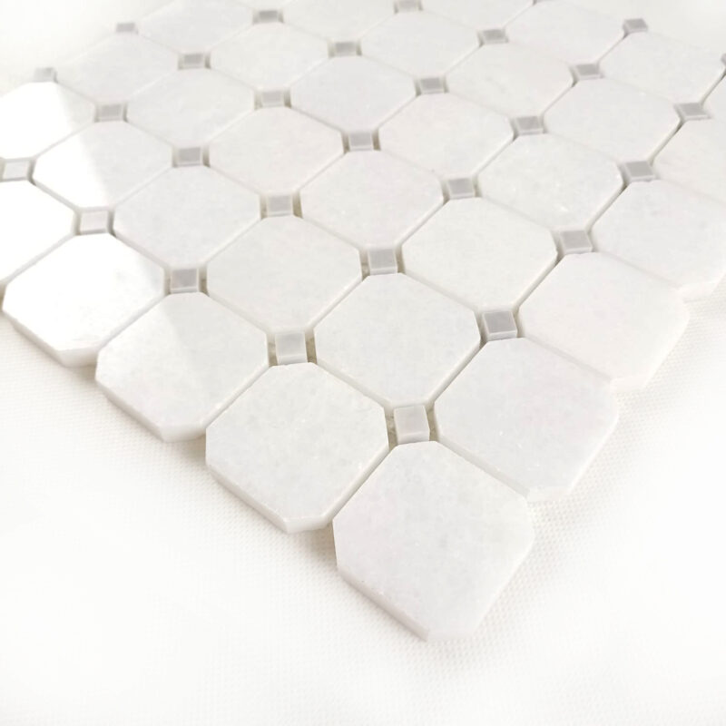 Marmur Bianco Neve & Nordic Grey Mozaika Octagon - obrazek 2
