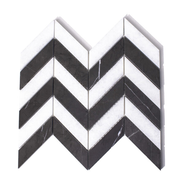 Marmur Armani Brown & Bianco Neve zigzag Mozaika Chevron