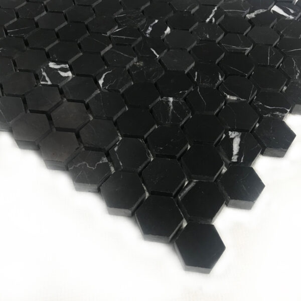 Marmur Black Silk Mozaika Hexagon S