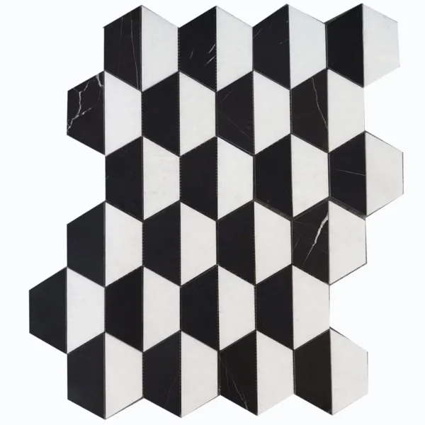 Marmur Bianco Neve i Black Silk Hexagon - obrazek 3